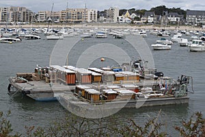 Boat at sea with fireworks ready to be launched