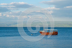 Boat on the sea of galilee, Lake Tiberias