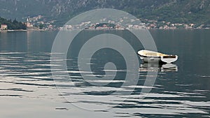 A boat on the sea Kotor bay Montenegro