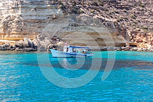 Boat on sea of Lampedusa photo