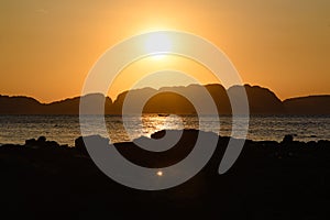 Boat on the sea at Sunset