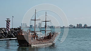 Boat on the seashore at noon