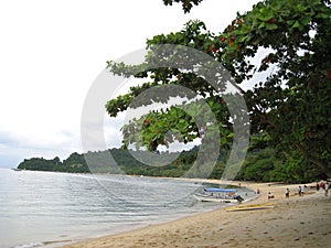 A boat on the seaside of pangkor island, Malaysia photo