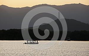 Boat in the setting sun