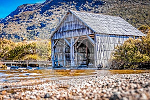 The Boat Shed on the picturesque Dove Lake at Cradle Mountain, Tasmania.