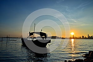 Boat shelter Sunset magic hour