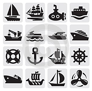 Boat and ship icons set