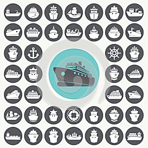 Boat and ship icons set.