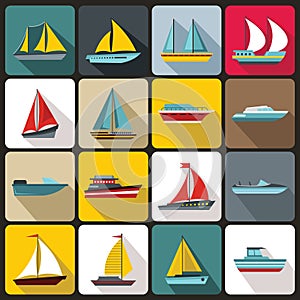 Boat and ship icons set