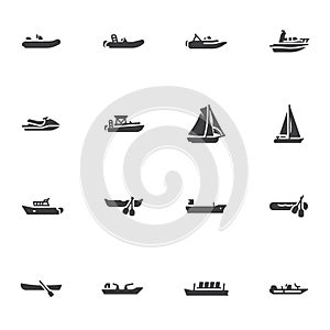 Boat and ship vector icons set