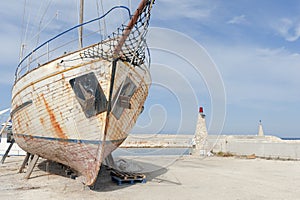 Boat in shipyard