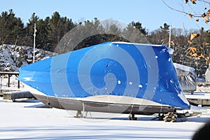 Boat with Shrink Wrap