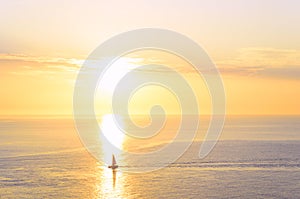 Boat silhouette at sunset