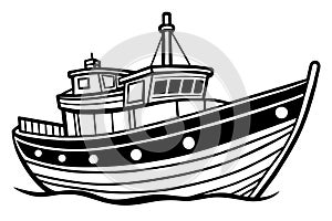 A boat silhouette vector illustration. This is a editable vector illustration file.