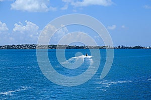 Boat Speeding Across Bermuda Bay