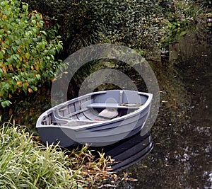 Boat on a stagnant pond