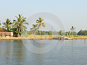 A Boat Stand in Backwater Canal, Kerala, India