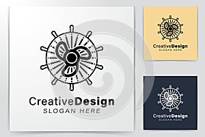 boat steering, nautical, maritime and propeller logo Ideas. Inspiration logo design. Template Vector Illustration. Isolated On