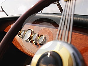 Boat steering wheel.