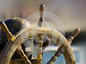 Boat steering wheel photo