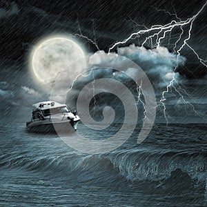 Boat in storm