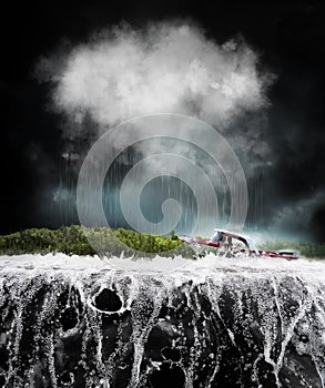 Boat in storm