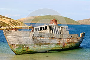 Boat stranded on the beach
