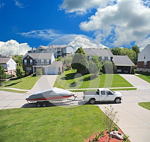 Boat In A Suburban Neighborhood