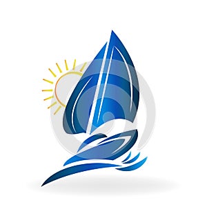 Boat sun waves logo
