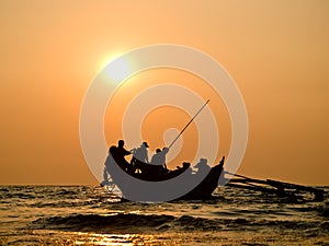 Boat in sunset
