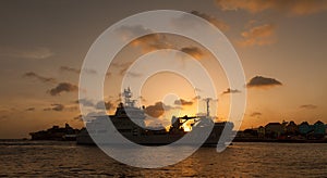 Boat and Sunset around Willemstad