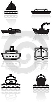 Boat symbol vector illustration set.