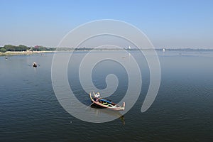 Boat in Taungthaman Lake, Amarapura, Mandalay, Myanmar