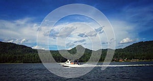 Boat on the Teletskoe lake