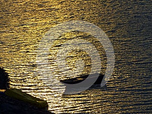 Boat in thw sunset at the Edersee