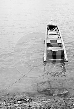 Boat Tied at Seashore