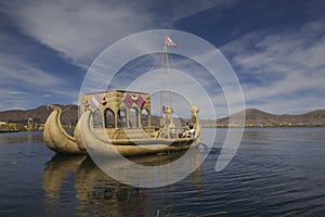 Boat Titicaca lake Peru