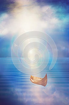 Boat to Heaven, soul journey to the light, heavenly sky, path to God