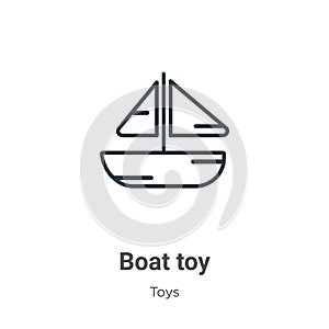 Boat toy outline vector icon. Thin line black boat toy icon, flat vector simple element illustration from editable toys concept