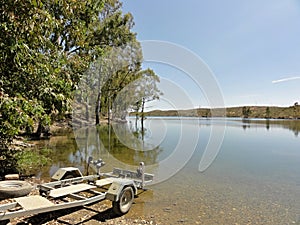 Boat trailer at the Orellana Dam, Badajoz - Spain