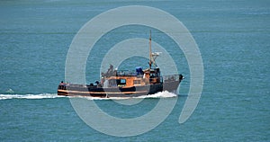 A boat transporting gas bottles