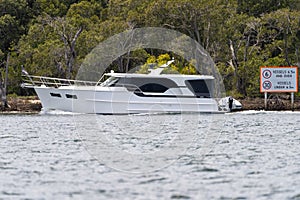 Boat travelling up the river