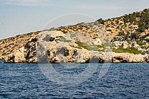 Boat trip along the shore of the island of Symi