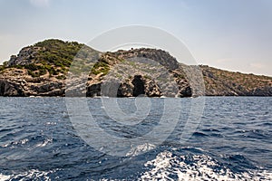 Boat trip along the shore of the island of Symi