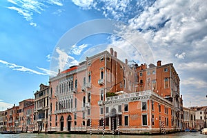 On a boat trip on the Grand Canal in the beautiful city of Venice in Italy