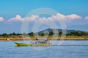 Boat trip on the Irrawaddy river in Mandalay, Myanmar former Burma