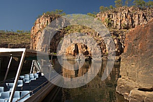 Boat trip through the Katherine Gorge in Nitmiluk National Park in Northern Territory in Australia