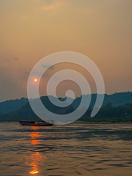 Boat trip on the Mekong River. Luang Phabang, Laos, Asia