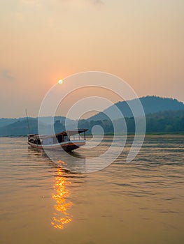 Boat trip on the Mekong River. Luang Phabang, Laos, Asia