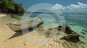 Boat on a tropical beach in Comoros